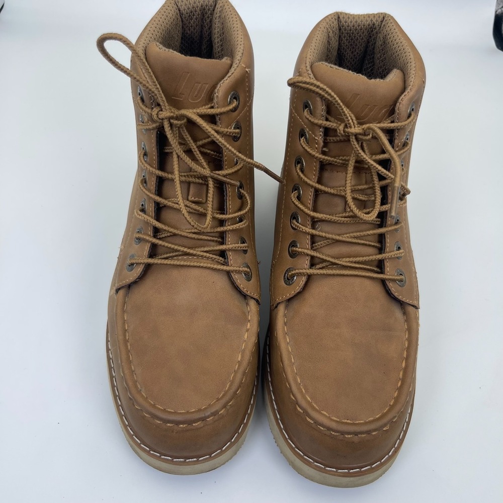 Lugz Mantle Monterey Steel Mid Moc Toe Boots Men's Size 8W Brown Steel Toe